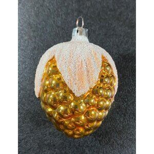 VTG Glass Christmas Ornament Gold Frosted Pinecone Grapes? West Germany